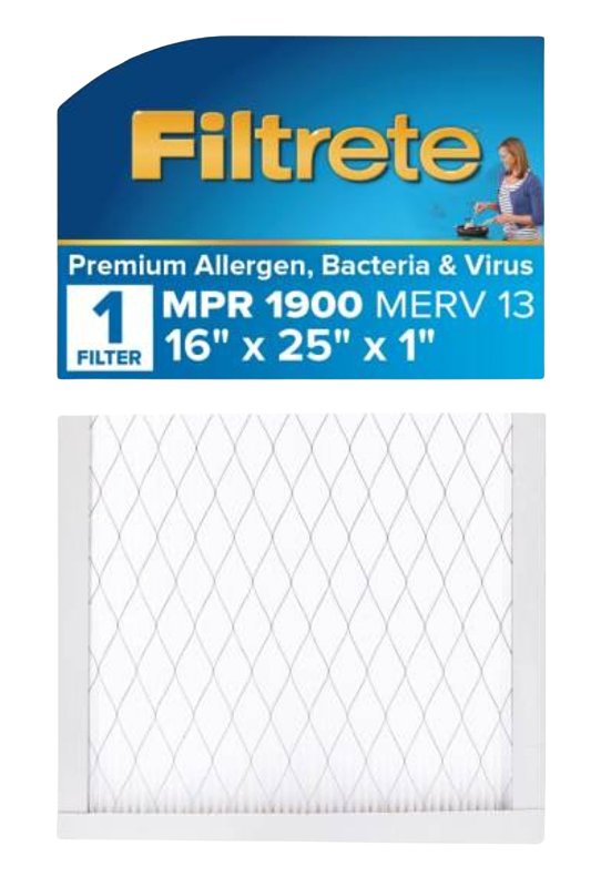 FILTRETE Filtrete UA01-4 Air Filter, 25 in L, 16 in W, 13 MERV, 1900 MPR, Polypropylene Frame