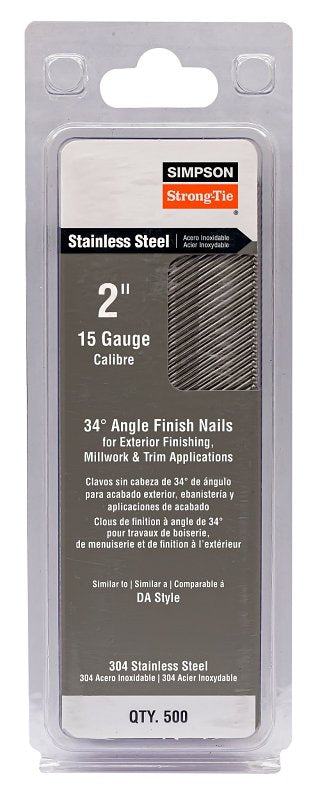 SIMPSON STRONG-TIE Simpson Strong-Tie S15N200SFB Collation Nail, 2 in L, 15 ga Gauge, Stainless Steel, D-Style, Smooth Head