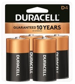 DURACELL Duracell MN1300R4Z Battery, 1.5 V Battery, 14 Ah, D Battery, Alkaline, Manganese Dioxide, Black ELECTRICAL DURACELL