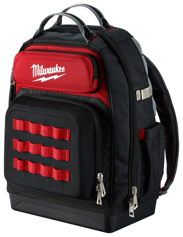 MILWAUKEE Milwaukee 48-22-8201 Ultimate Jobsite Backpack, 18 in W, 9.44 in D, 20.4 in H, 48-Pocket, Polyester, Red