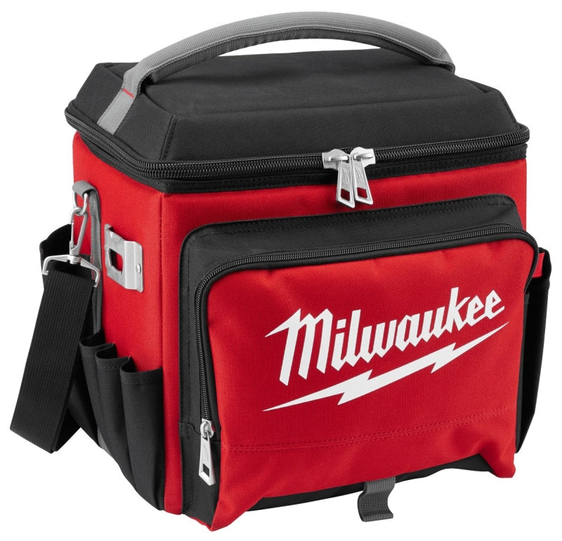 MILWAUKEE Milwaukee 48-22-8250 Jobsite Cooler, 13.77 in W, 11.1 in D, 14.96 in H, 8-Pocket, Fabric, Red TOOLS MILWAUKEE