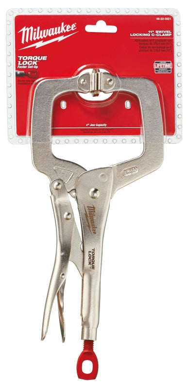 MILWAUKEE Milwaukee Torque Lock 48-22-3521 Locking C-Clamp, 11 in OAL, 4 in Max Opening Size, 4 in D Throat, Alloy Steel