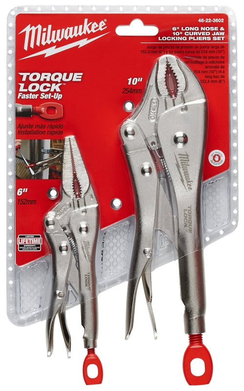 MILWAUKEE Milwaukee 48-22-3602 Locking Plier Set, Silver Handle