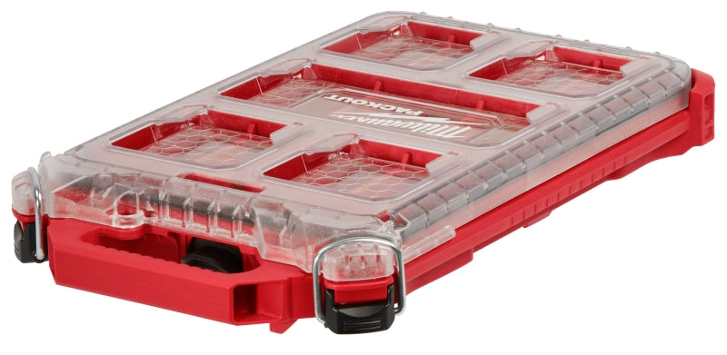 MILWAUKEE Milwaukee PACKOUT 48-22-8436 Organizer, 173 cu-in, 9.8 in L, 16.2 in W, 2-1/2 in H, 5-Compartment, Plastic, Red
