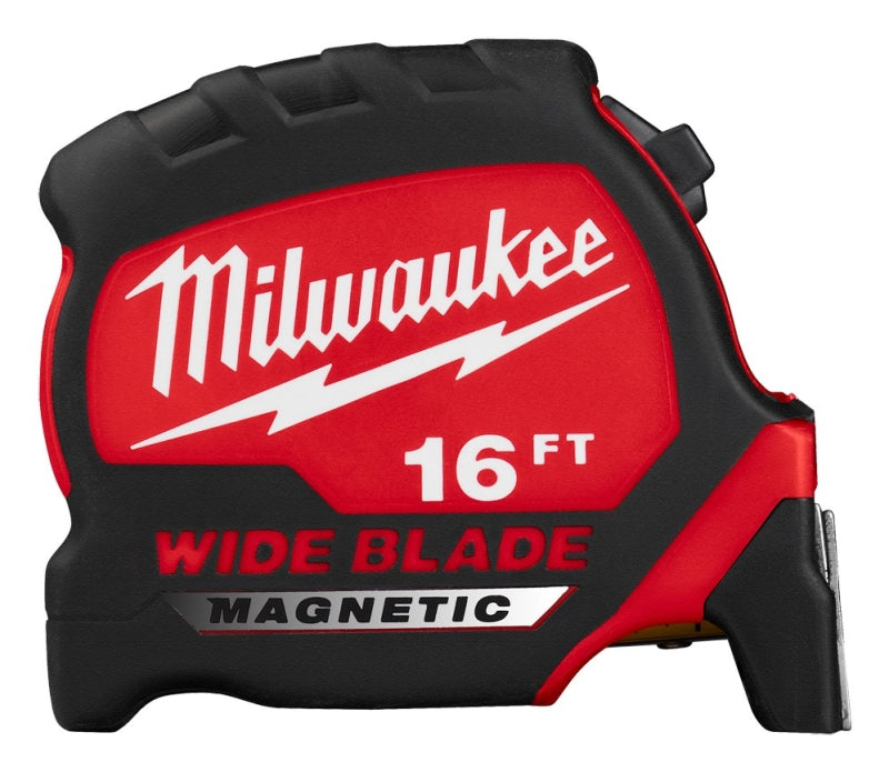 MILWAUKEE Milwaukee 48-22-0216M Tape Measure, Wide Blade, 16 ft L Blade, 1-5/16 in W Blade, Steel Blade, ABS Case, Black/Red Case TOOLS MILWAUKEE