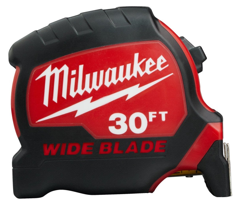 MILWAUKEE Milwaukee 48-22-0230 Tape Measure, 30 ft L Blade, 1-19/64 in W Blade, Steel Blade, ABS Case, Black/Red Case TOOLS MILWAUKEE   