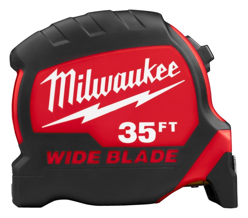 MILWAUKEE Milwaukee 48-22-1235 Tape Measure, 35 ft L Blade, 1-3/8 in W Blade, Steel Blade, ABS Case, Black/Red Case