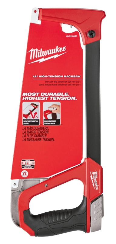 MILWAUKEE Milwaukee 48-22-0050 Hacksaw, 12 in L Blade, 24 TPI, Bi-Metal Blade, Metal Frame, Rubber Handle TOOLS MILWAUKEE