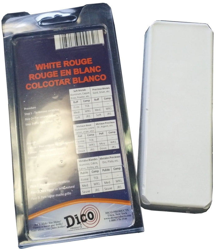 DICO PRODUCTS Dico 7100960 Buffing Compound, 1/2 in Thick, White Rouge, White AUTOMOTIVE DICO PRODUCTS   