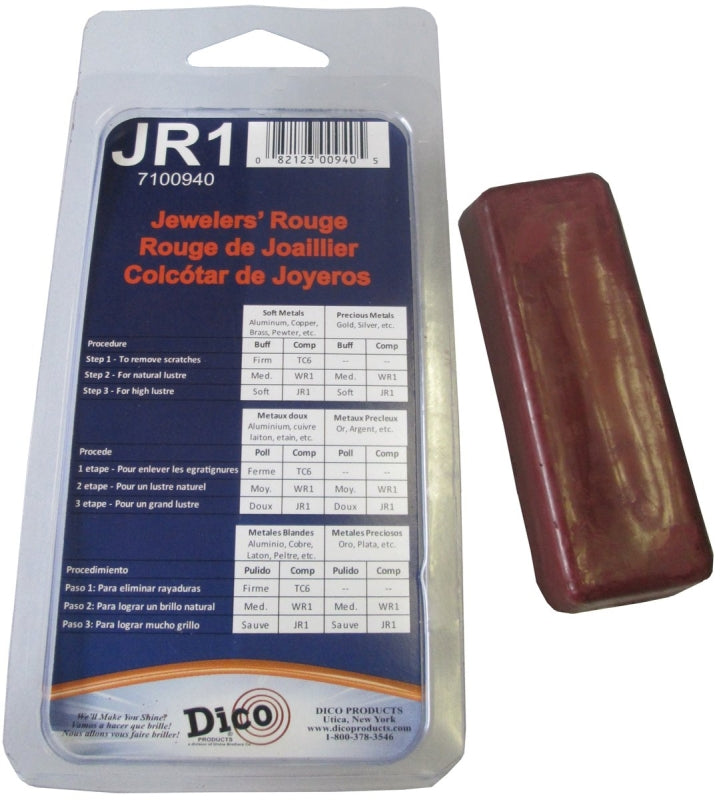 DICO PRODUCTS Dico 7100940 Buffing Compound, 1/2 in Thick, Jewelers Rouge, Red TOOLS DICO PRODUCTS