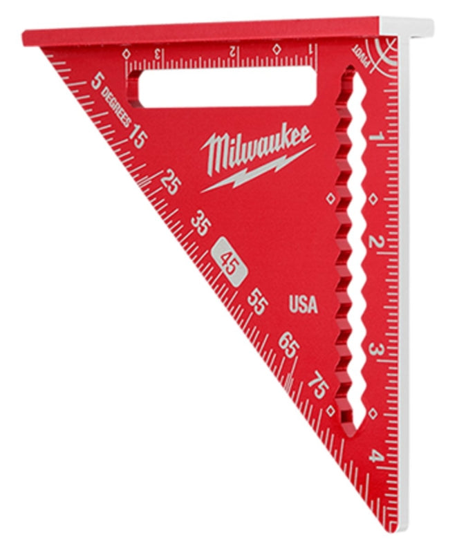 MILWAUKEE Milwaukee MLSQ040 Trim Square, 16th Graduation, Aluminum, 4-1/2 in L, 4-3/4 in W