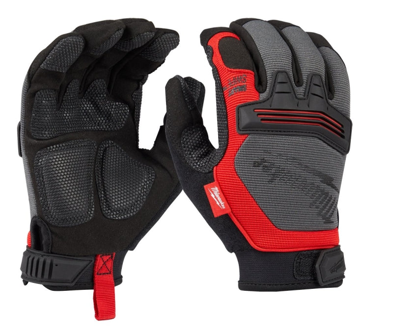 MILWAUKEE Milwaukee 48-22-8733 Work Gloves, Unisex, XL, 7.77 to 7.97 in L, Hook and Loop Cuff, Leather, Black/Red CLOTHING, FOOTWEAR & SAFETY GEAR MILWAUKEE