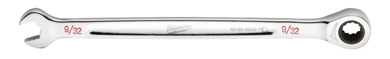 MILWAUKEE Milwaukee 45-96-9209 Ratcheting Combination Wrench, SAE, 9/32 in Head, 5.57 in L, 12-Point, Steel, Chrome TOOLS MILWAUKEE