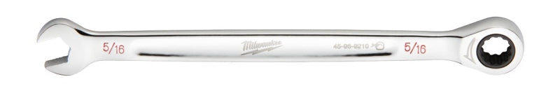 MILWAUKEE Milwaukee 45-96-9210 Ratcheting Combination Wrench, SAE, 5/16 in Head, 5-3/4 in L, 12-Point, Steel, Chrome TOOLS MILWAUKEE