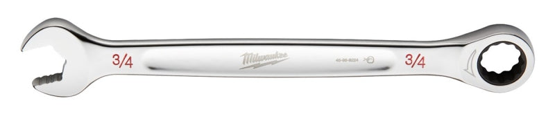 MILWAUKEE Milwaukee 45-96-9224 Ratcheting Combination Wrench, SAE, 3/4 in Head, 10.14 in L, 12-Point, Steel, Chrome