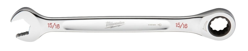 MILWAUKEE Milwaukee 45-96-9230 Ratcheting Combination Wrench, SAE, 15/16 in Head, 12.6 in L, 12-Point, Steel, Chrome