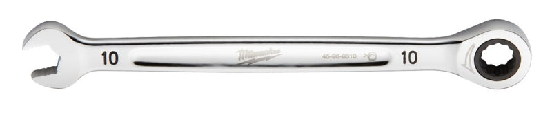 MILWAUKEE Milwaukee 45-96-9310 Ratcheting Combination Wrench, Metric, 10 mm Head, 6-1/2 in L, 12-Point, Steel, Chrome