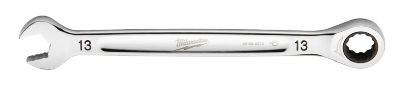 MILWAUKEE Milwaukee 45-96-9313 Ratcheting Combination Wrench, Metric, 13 mm Head, 7.34 in L, 12-Point, Steel, Chrome