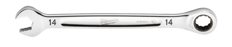 MILWAUKEE Milwaukee 45-96-9314 Ratcheting Combination Wrench, Metric, 14 mm Head, 7.8 in L, 12-Point, Steel, Chrome TOOLS MILWAUKEE