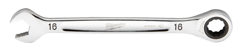 MILWAUKEE Milwaukee 45-96-9316 Ratcheting Combination Wrench, Metric, 16 mm Head, 8.58 in L, 12-Point, Steel, Chrome