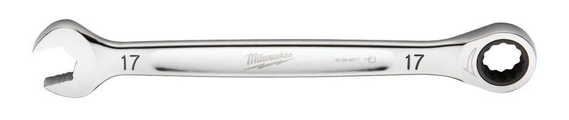 MILWAUKEE Milwaukee 45-96-9317 Ratcheting Combination Wrench, Metric, 17 mm Head, 9.19 in L, 12-Point, Steel, Chrome