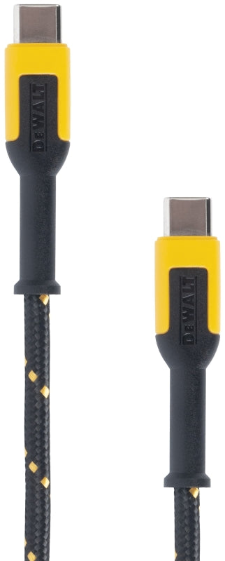 DEWALT DEWALT 131 1354 DW2 Charger Cable, USB-C, USB-C, Kevlar Fiber Sheath, Black/Yellow Sheath, 6 ft L