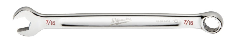 MILWAUKEE Milwaukee 45-96-9414 Combination Wrench, SAE, 7/16 in Head, 6-1/2 in L, 12-Point, Steel, Chrome