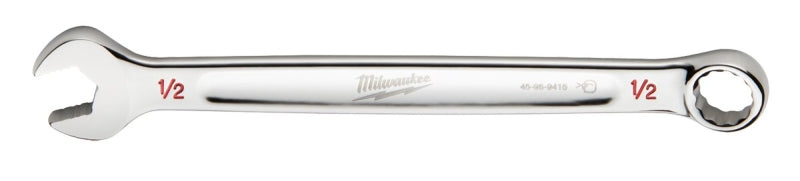 MILWAUKEE Milwaukee 45-96-9416 Combination Wrench, SAE, 1/2 in Head, 7.09 in L, 12-Point, Steel, Chrome, Ergonomic, I-Beam Handle