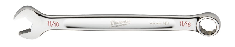 MILWAUKEE Milwaukee 45-96-9422 Combination Wrench, SAE, 11/16 in Head, 8.86 in L, 12-Point, Steel, Chrome TOOLS MILWAUKEE