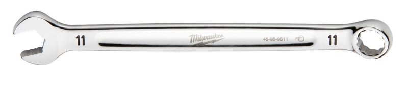 MILWAUKEE Milwaukee 45-96-9511 Combination Wrench, Metric, 11 mm Head, 6-1/2 in L, 12-Point, Steel, Chrome