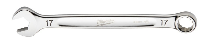 MILWAUKEE Milwaukee 45-96-9517 Combination Wrench, Metric, 17 mm Head, 8.86 in L, 12-Point, Steel, Chrome