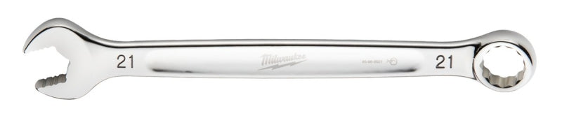 MILWAUKEE Milwaukee 45-96-9521 Combination Wrench, Metric, 21 mm Head, 10.71 in L, 12-Point, Steel, Chrome TOOLS MILWAUKEE