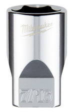 MILWAUKEE Milwaukee 45-34-9008 Socket, 7/16 in Socket, Standard Socket, 4.921 in OAL, 1/4 in Drive, 6-Point, Chrome