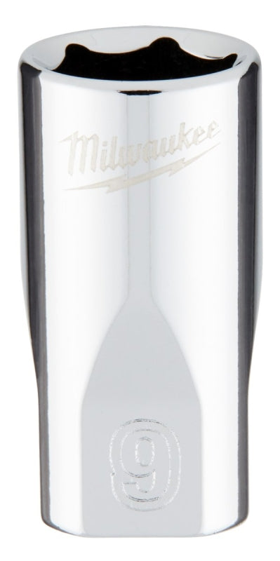 MILWAUKEE Milwaukee 45-34-9035 Socket, 9 mm Socket, Standard Socket, 4.921 in OAL, 1/4 in Drive, 6-Point, Chrome Vanadium Steel TOOLS MILWAUKEE