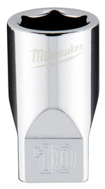 MILWAUKEE Milwaukee 45-34-9036 Socket, 10 mm Socket, Standard Socket, 4.921 in OAL, 1/4 in Drive, 6-Point, Chrome Vanadium Steel