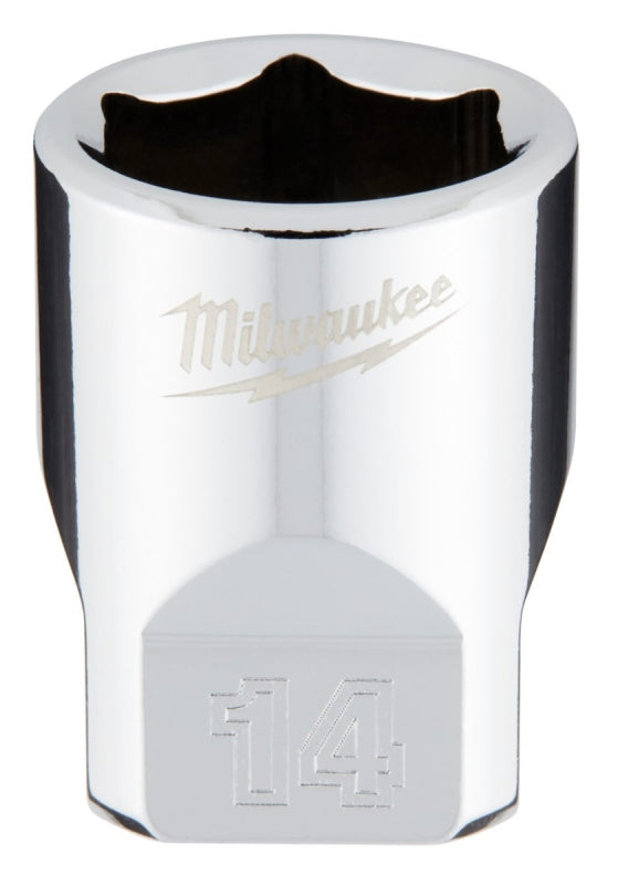 MILWAUKEE Milwaukee 45-34-9040 Socket, 14 mm Socket, Standard Socket, 4.921 in OAL, 1/4 in Drive, 6-Point, Chrome Vanadium Steel