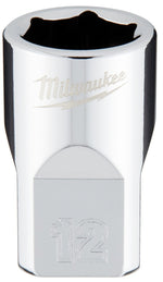 MILWAUKEE Milwaukee 45-34-9082 Socket, 12 mm Socket, 3/8 in Drive, 6-Point, Chrome Vanadium Steel, Chrome