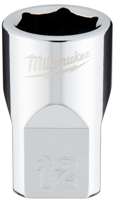 MILWAUKEE Milwaukee 45-34-9082 Socket, 12 mm Socket, 3/8 in Drive, 6-Point, Chrome Vanadium Steel, Chrome