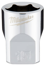 MILWAUKEE Milwaukee 45-34-9085 Socket, 15 mm Socket, 3/8 in Drive, 6-Point, Chrome Vanadium Steel, Chrome