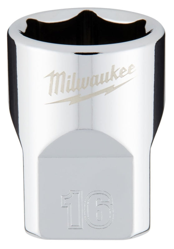 MILWAUKEE Milwaukee 45-34-9086 Socket, 16 mm Socket, Standard Socket, 3/8 in Drive, 6-Point, Chrome Vanadium Steel, Chrome