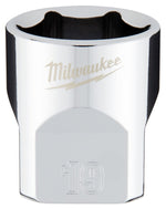 MILWAUKEE Milwaukee 45-34-9089 Socket, 19 mm Socket, Standard Socket, 3.543 in OAL, 3/8 in Drive, 6-Point, Chrome Vanadium Steel