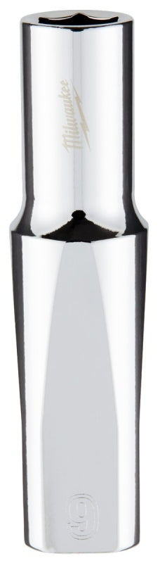 MILWAUKEE Milwaukee 45-34-9093 Socket, 9 mm Socket, Deep Socket, 3.543 in OAL, 3/8 in Drive, 6-Point, Chrome Vanadium Steel TOOLS MILWAUKEE