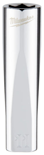 MILWAUKEE Milwaukee 45-34-9094 Socket, 11 mm Socket, Deep Socket, 3.543 in OAL, 3/8 in Drive, 6-Point, Chrome Vanadium Steel