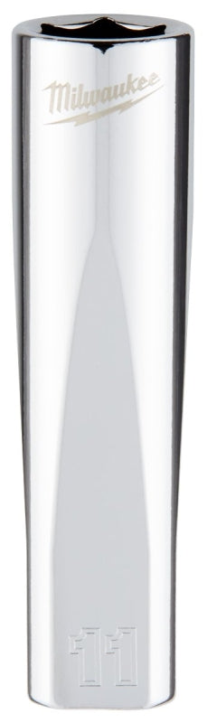 MILWAUKEE Milwaukee 45-34-9094 Socket, 11 mm Socket, Deep Socket, 3.543 in OAL, 3/8 in Drive, 6-Point, Chrome Vanadium Steel