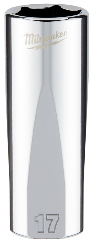 MILWAUKEE Milwaukee 45-34-0117 Socket, 17 mm Socket, Deep Socket, 3.543 in OAL, 3/8 in Drive, 6-Point, Chrome Vanadium Steel
