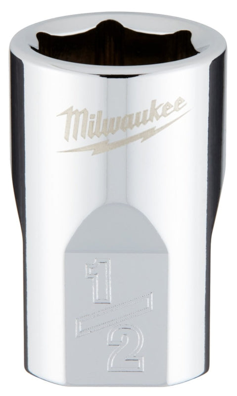 MILWAUKEE Milwaukee 45-34-9064 Socket, 1/2 in Socket, Standard Socket, 3.543 in OAL, 3/8 in Drive, 6-Point, Chrome Vanadium Steel