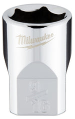 MILWAUKEE Milwaukee 45-34-9065 Socket, 9/16 in Socket, Standard Socket, 3.543 in OAL, 3/8 in Drive, 6-Point, Chrome