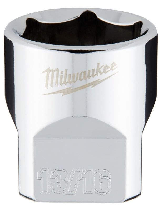 MILWAUKEE Milwaukee 45-34-9069 Socket, 13/16 in Socket, Standard Socket, 3.543 in OAL, 3/8 in Drive, 6-Point, Chrome TOOLS MILWAUKEE