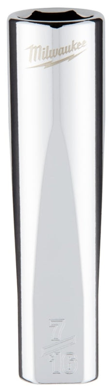 MILWAUKEE Milwaukee 45-34-4375 Socket, 7/16 in Socket, Deep Socket, 3.543 in OAL, 3/8 in Drive, 6-Point, Chrome Vanadium Steel