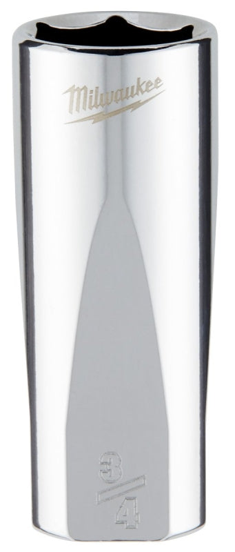 MILWAUKEE Milwaukee 45-34-7500 Socket, 3/4 in Socket, Deep Socket, 3.543 in OAL, 3/8 in Drive, 6-Point, Chrome Vanadium Steel